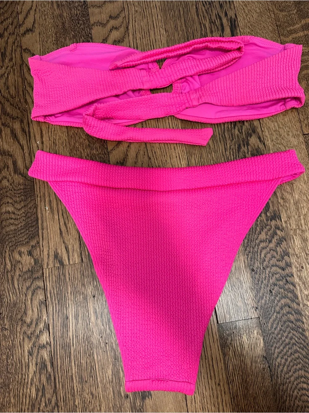 Monday Swimwear | Hot Pink Ribbed Bikini Set | Large